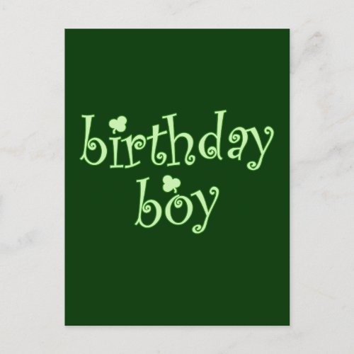 St Patricks Birthday Boy with Shamrocks Postcard