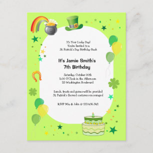 St. Patrick's Birthday Costume Party Invitation