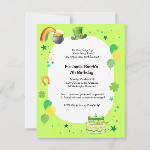 St. Patrick's Birthday Costume Party Invitation