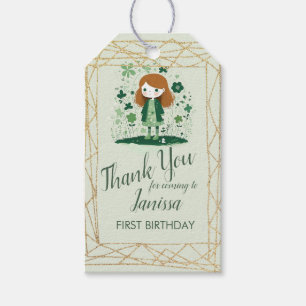 St. Patricks Birthday Girl Shamrock Glitter Frame Gift Tags