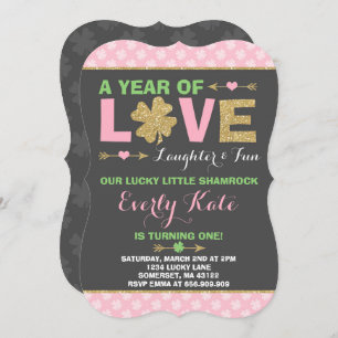 St. Patrick's Birthday Invitation Little Shamrock