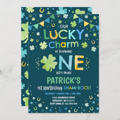 St Patricks Birthday Invitation Lucky Charm