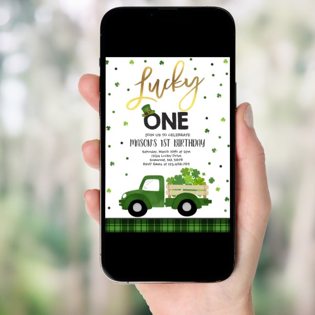 St. Patrick's Birthday Invitation Lucky One Party (Front Digital)