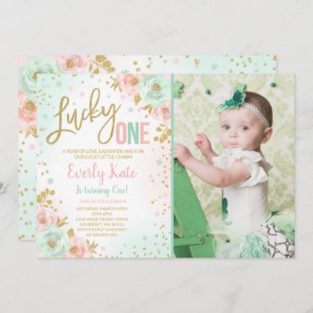 St. Patrick's Birthday Invitation Lucky One Party by PixelPerfectionParty at Zazzle