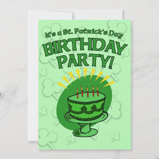St. Patrick's Birthday Party Invite Customizable (Front)