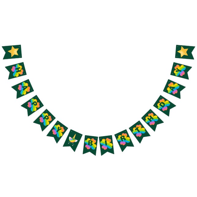St. Patrick's Birthday Rainbow Clover Green Irish Bunting Flags (All)