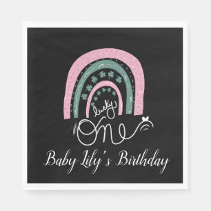 St. Patricks Birthday Rainbow Hand Drawn Pink Napk Napkins