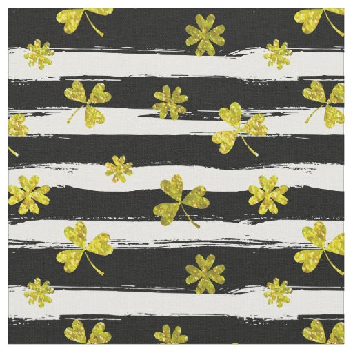 st patricks black white clover fabric