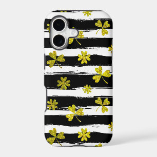st patricks black white clover iPhone 17 case