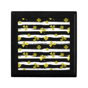 st patricks black white clover jewelry box