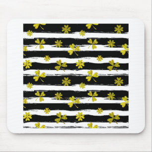 st patricks black white clover mouse pad