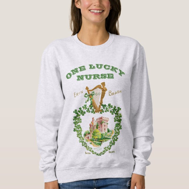 St Patrick's Blarney Castle Irish Harp Lucky Nurse Sweatshirt (Front)