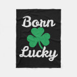 St Patricks Born Lucky Irish Descendant Leprechaun Fleece Blanket