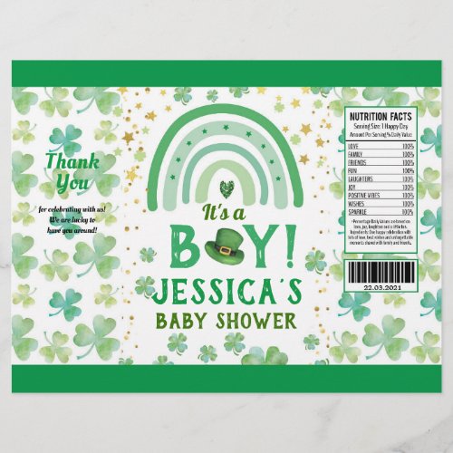St Patricks Boy Baby Shower Chip Bag Wrapper