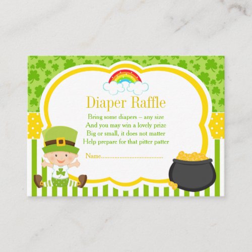 St Patricks Boy Baby Shower Diaper Raffle Enclosure Card