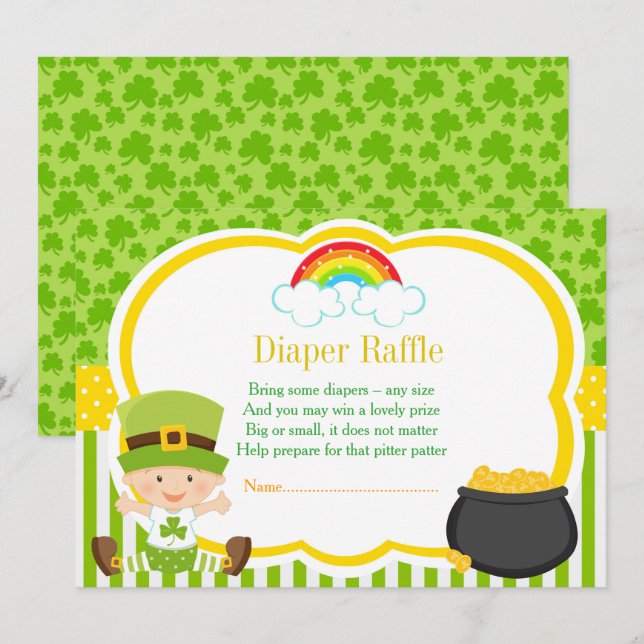 St Patricks Boy Baby Shower Diaper Raffle Invitation (Front/Back)