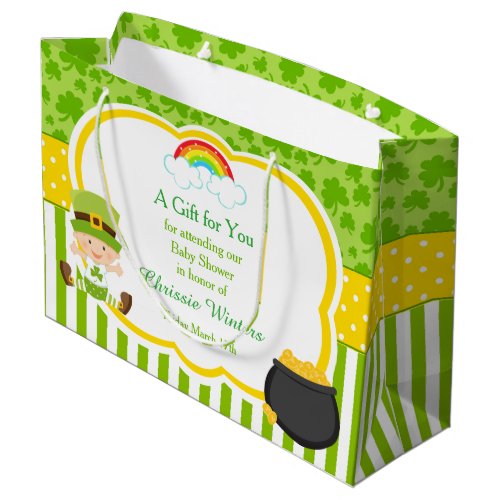 St Patricks Boy Baby Shower Large Gift Bag