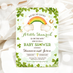St Patrick's Boy Little Shamrock Baby Shower Invitation