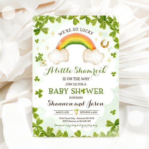St Patricks Boy Little Shamrock Baby Shower Invitation