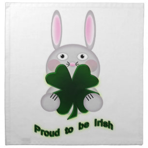 St. Patricks Bunny Proud to be Irish Shamrock Cloth Napkin