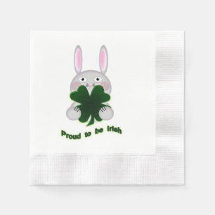 St. Patricks Bunny Proud to be Irish Shamrock Paper Napkins