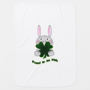 St. Patricks Bunny Proud to be Irish Shamrock Swaddle Blanket