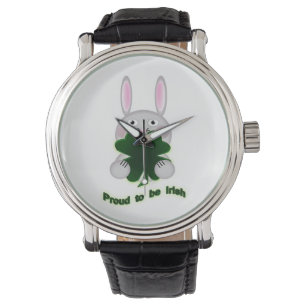 St. Patricks Bunny Proud to be Irish Shamrock Watch
