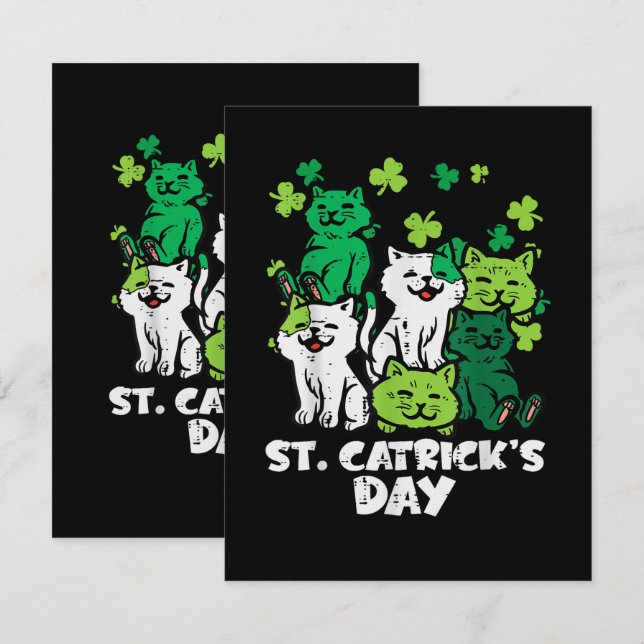 St Patricks Catricks Day Cats Saint Pattys Announcement (Front/Back)