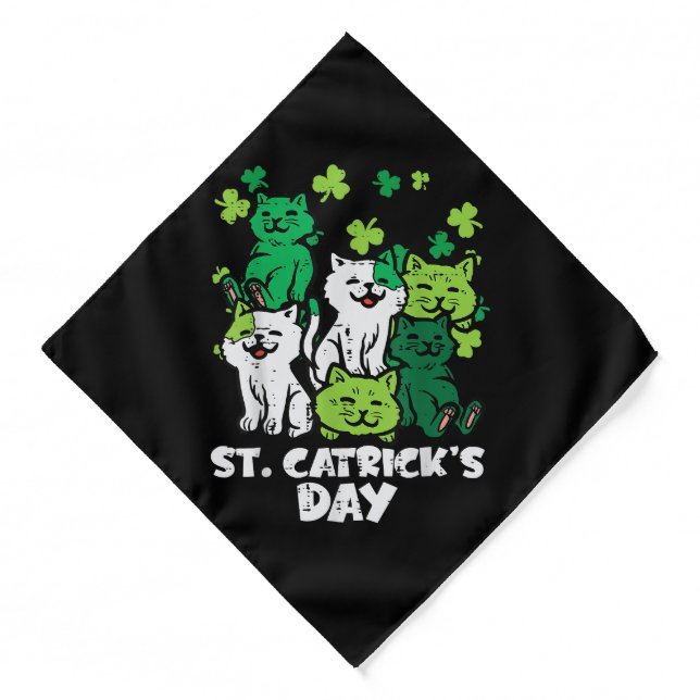 St Patricks Catricks Day Cats Saint Pattys Bandana (Front)