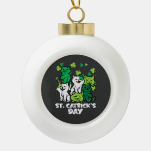 St Patricks Catricks Day Cats Saint Pattys Ceramic Ball Christmas Ornament