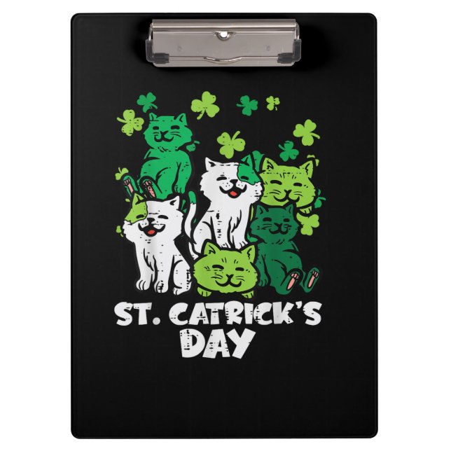 St Patricks Catricks Day Cats Saint Pattys Clipboard (Front)