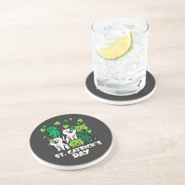 St Patricks Catricks Day Cats Saint Pattys Coaster (Side)