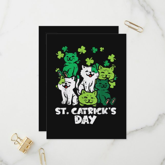 St Patricks Catricks Day Cats Saint Pattys Invitation Postcard (Front/Back In Situ)