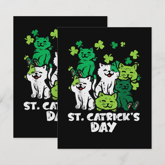 St Patricks Catricks Day Cats Saint Pattys Thank You Card (Front/Back)