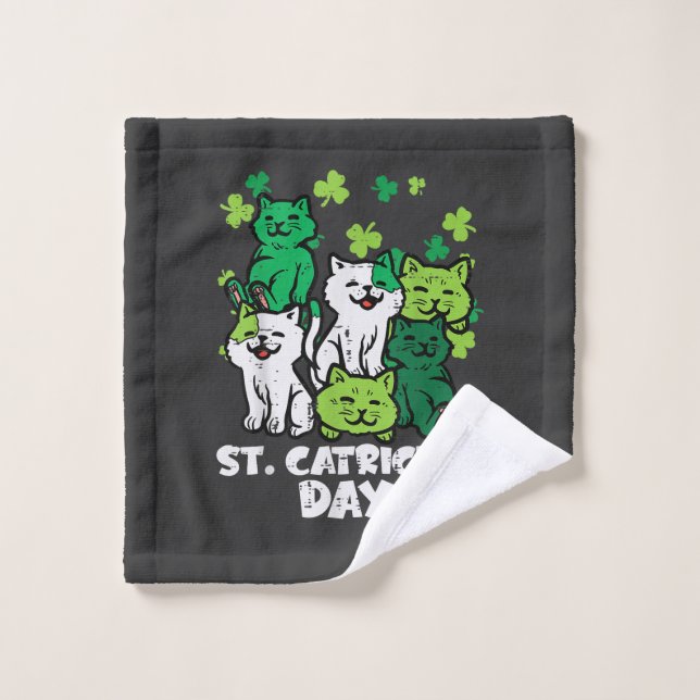 St Patricks Catricks Day Cats Saint Pattys Wash Cloth (Wash Cloth)