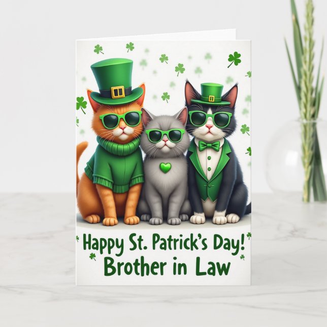 St Patricks Cats Brother In Law Card (Front)