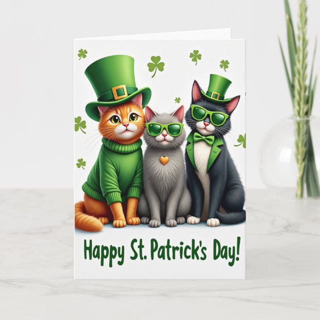 St Patricks Cats For Partner Card (Front)