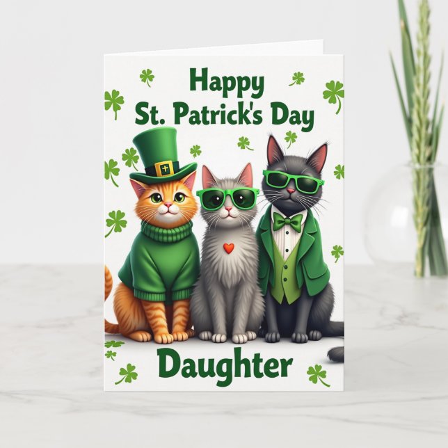 St Patricks Cats Glitter Texture Card (Front)