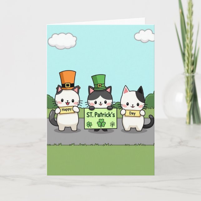 St Patricks Cats Happy Day Card (Front)