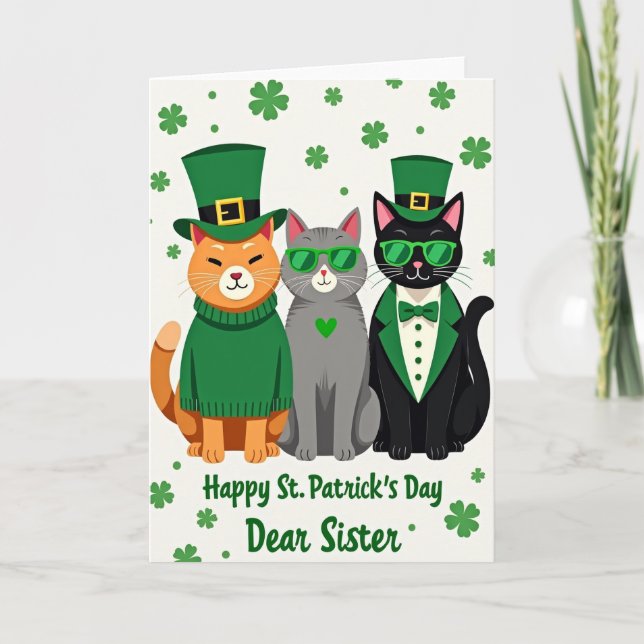 St Patricks Cats Sister Card (Front)