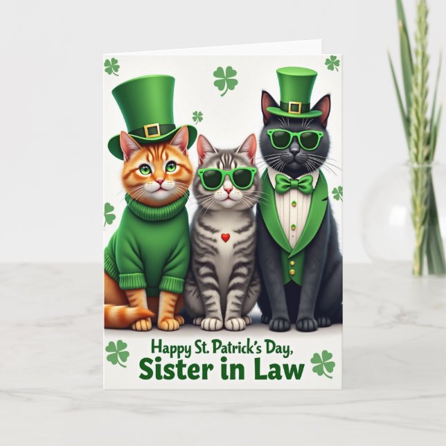 St Patricks Cats Sister In Law Card (Front)