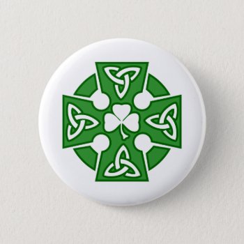 St Patrick's Celtic Cross Pinback Button by digitalcult at Zazzle