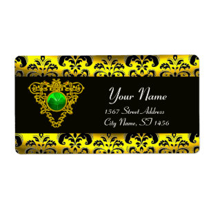 ST PATRICK'S CELTIC HEART BLACK AND GOLD DAMASK LABEL