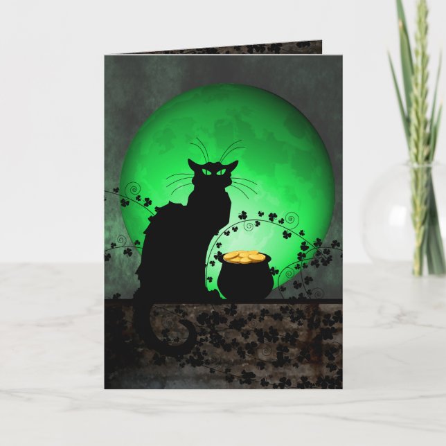 St. Patrick's Chat Noir Card (Front)