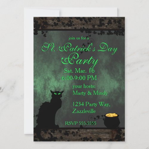 St Patricks Chat Noir Invitation