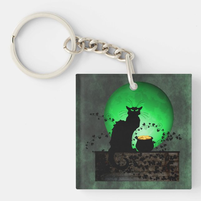 St. Patrick's Chat Noir Keychain (Front)