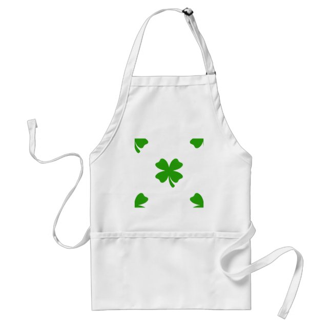 st patricks clover emoji adult apron (Front)