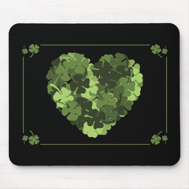 St. Patrick's Clover Heart Mouse Pad (Front)