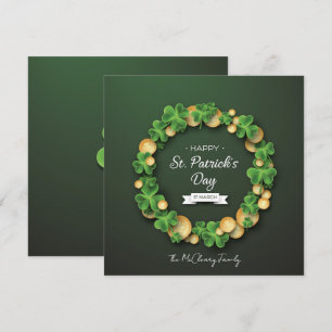 St Patrick's Clover Leaves Coins Holiday Card
