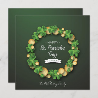 St Patrick's Clover Leaves Coins Holiday Card